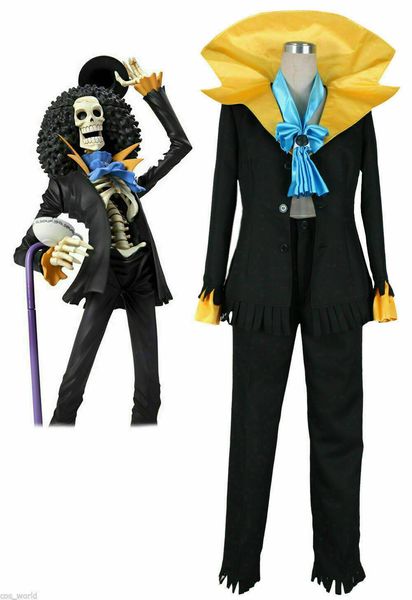 

one piece носовые песня brook равномерное костюм косплей костюм, Black;red