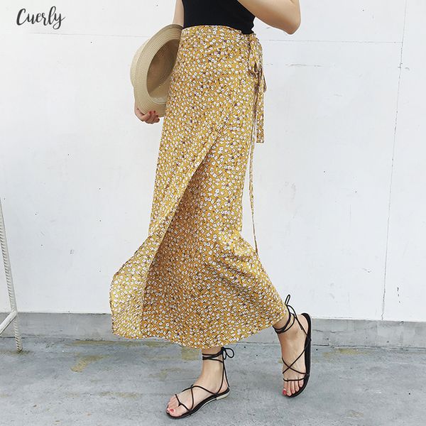 

boho print summer holiday beach skirts women 2020 casual high waist slim wrap floral skirt ladies bohemia one piece skirts, Black