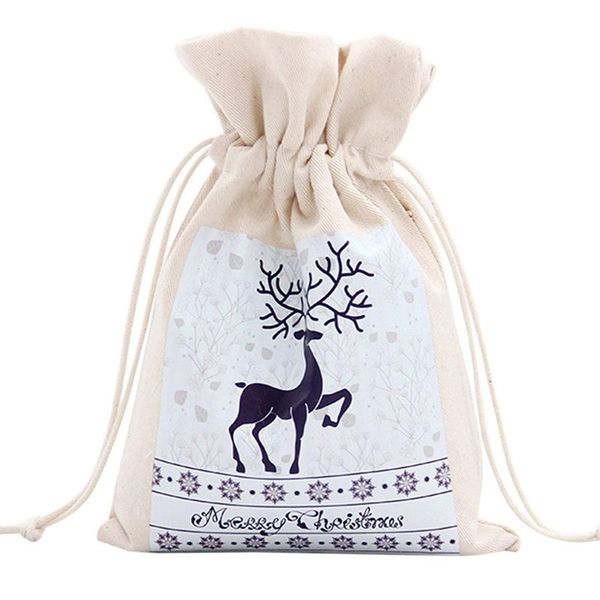 

unique design large christmas gift bag home party decoration vintage drawstring canvas dinner table gift bag supplies 10#