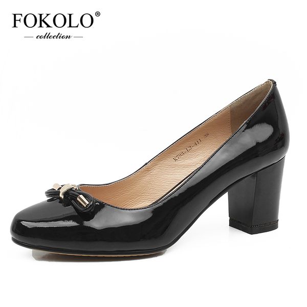 

fokolo 2020 pumps new high heels women black pointed patent leather spring autumn slip-on ladies shoes handmade gc1
