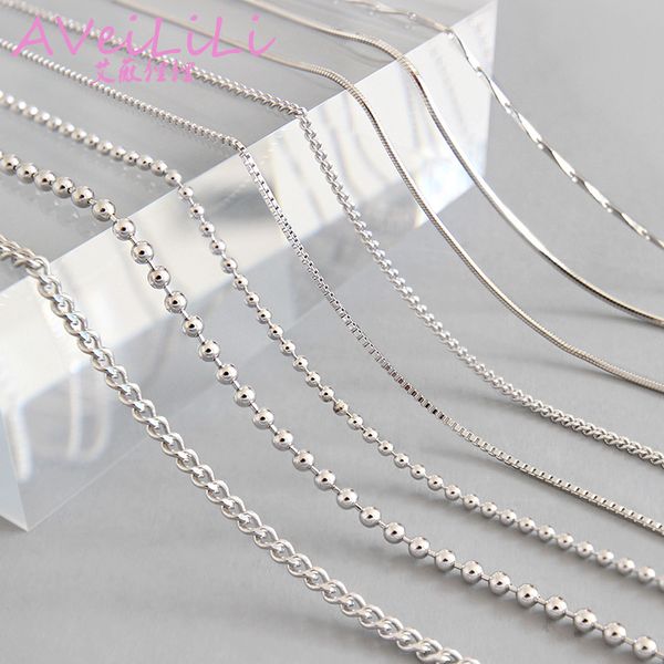 

woman man 925 sterling silver necklace jewelry bead chain snake chain necklace plating white gold girl