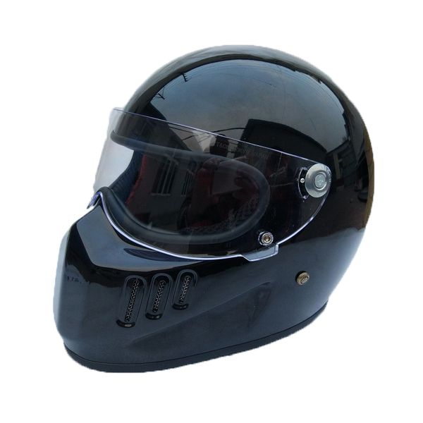 Motocicleta cara cheia cruiser capacete capacete de fibra de vidro com escudo para o Vintage Cafe racer casco retro capacete da bicicleta legal