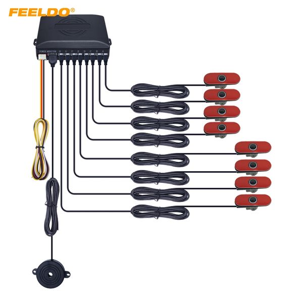 

feeldo car 8pcs original sensors 16.5mm reverse backup radar 4-front 4-rear beep alarm parking sensors kit #hq1359