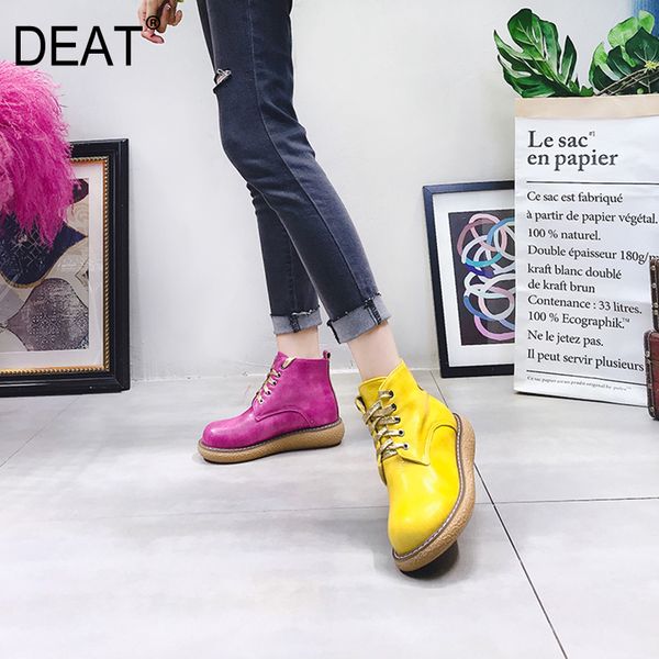 

deat] 2019 patent leather bandage casual candy colors single shoes women short boots new spring autumn fashion tide 10d751, Black