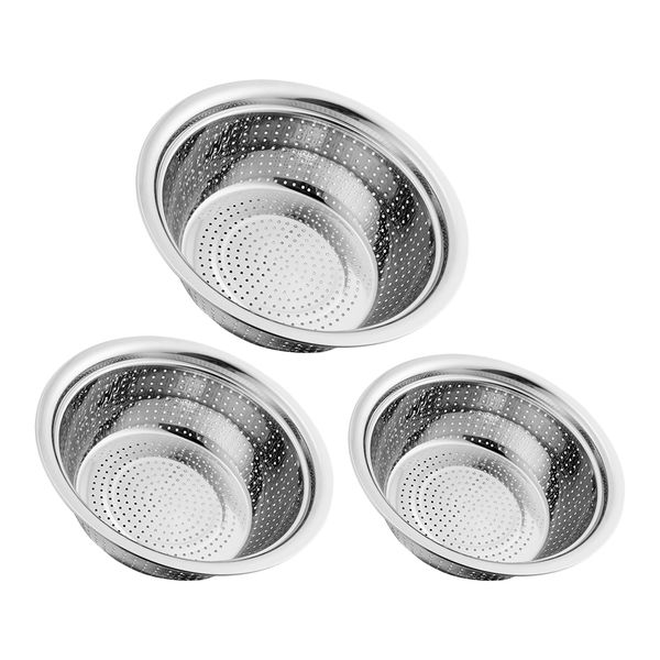 

3 pack of colander drainer stainless steel kitchen easy to rinse fruits vegetables pasta - 24 & 26 & 32cm