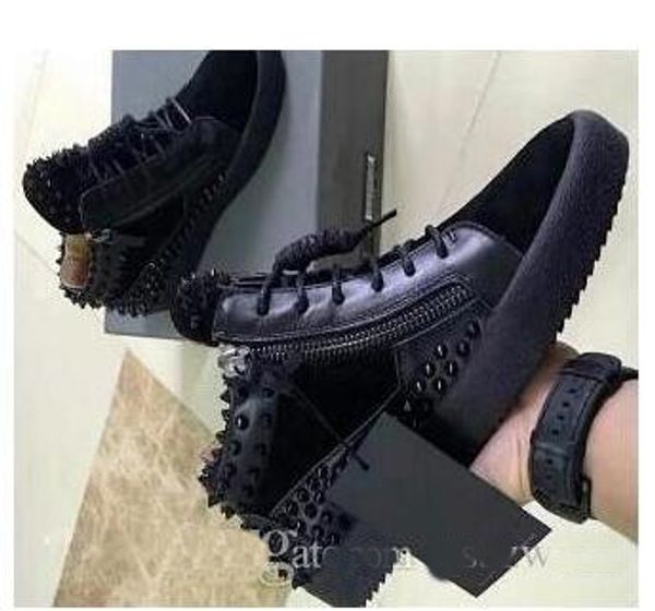 

2019 new italian brand designer men women zapatillas guiseppes real leather rivet recreational casual shoe arena sneakers, Black