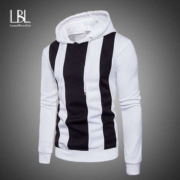 

2019 hoodies hombre mens sweatshirt brand men casual patchwork slim fit hoodie outwear hip hop hooded sweatshirts for male, Black