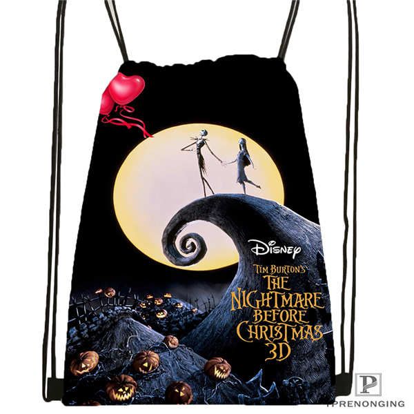 

custom hthe-nightmare-before-christmas drawstring backpack bag cute daypack kids satchel (black back) 31x40cm#180612-02-35