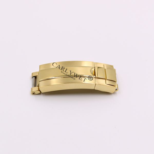 

carlywet 9mm x 9mm brush polish stainless steel watch band buckle glide lock clasp steel for bracelet rubber leather strap belt, Black;brown