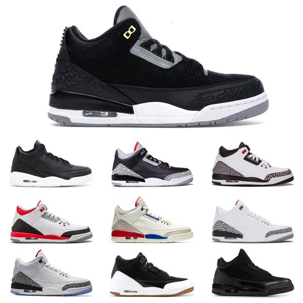 

3 3s og мужчины баскетбол обувь black cat cement pure white true blue тинкер зеленый unc mens тренер спорта кроссовки 7-13