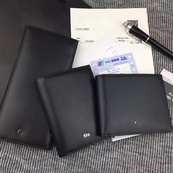 

head layer cowhide genuine leather wallet luxury black man wallets with mb branding men cufflinks jewelry with original packaging, Silver