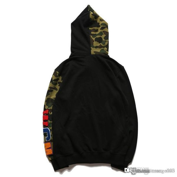 

19ss japanese tide brand stitching sleeves camouflage sweater coat flocking letters casual large size men's clothing foreign trade whol, Black