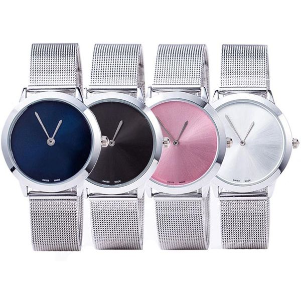 

waterproof fashion brand rose gold quartz watch men's casual japanese quartz ladies watch stainless steel mesh belt ultra-thin clock, Slivery;brown