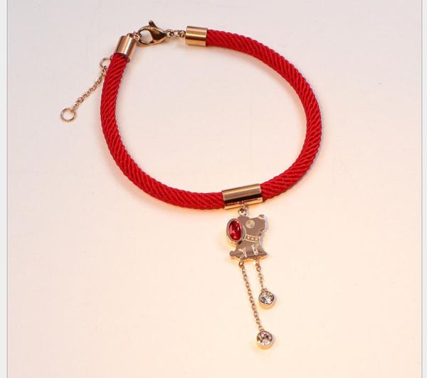 

rose gold bracelet bracelet ruby red rope female titanium steel jewelry, Golden;silver