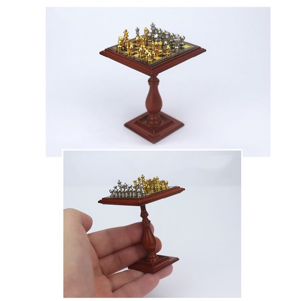 

1:12 dollhouse magnet chess table set diy doll house decoration accessories