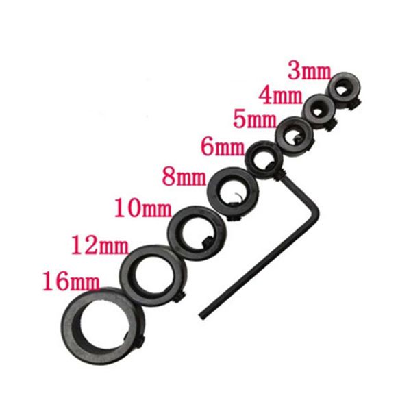 

8pcs/lot 3-16mm drill bit depth scollar ring positioner spacing ring woodworking drill bit hex wrench c1624 d