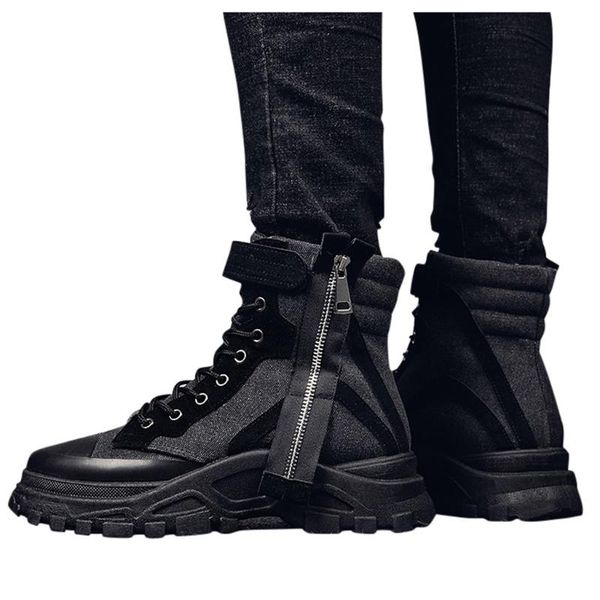 

men's fashion retro workwear simple side zipper handsome leather boots booties men's fashion vintage leather boots#g2, Black