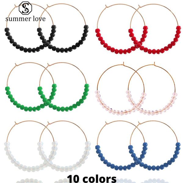 

красочные натуральный камень стеклянные бисероплетение серьги мотаться для женщин круглый большой серьги обруча медной проволоки ювелирные и, Silver