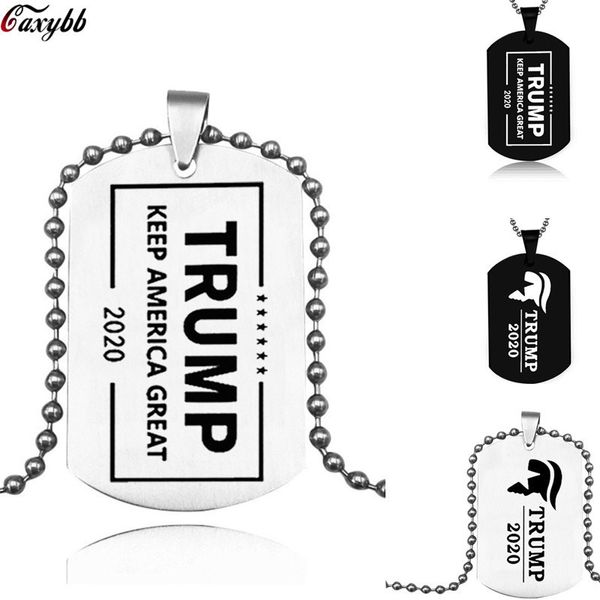 

keep american great stainless steel necklace trump dog tag pendant keychain keyring men creative key holder accessories special, Silver