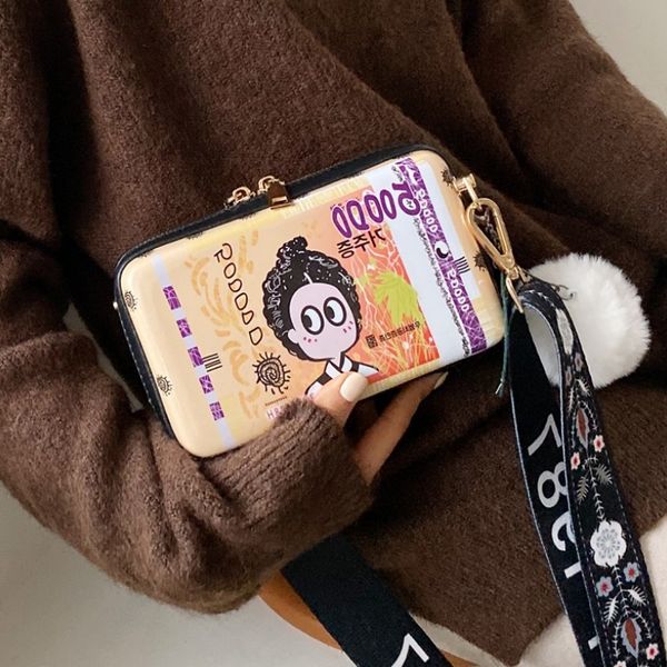 

2020 women shoulder bag hair ball crossbody bag women handbag printed small square cute box phone bolsa feminina