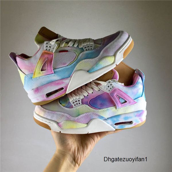 

denim 4 jeans basketball shoes mens white rainbow designer sports sneakers 4s jumpman multicolor men athletic trainer