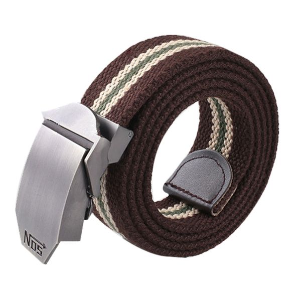 

man automatic square buckle waist strap sports canvas belts tactical belt ceinture homme 30h, Black;brown