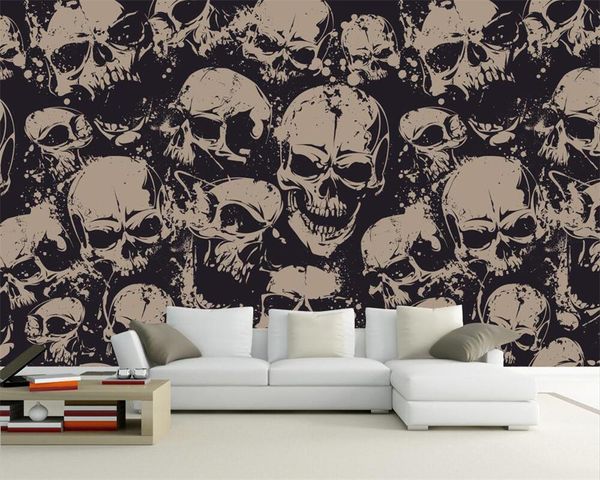 

custom wallpaper high-end character skull art tv background wall living room bedroom tv background murals 3d wallpaper