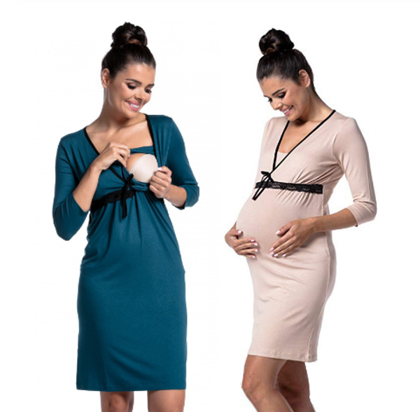 

nursing pajamas lace v-neck pregnant breastfeeding nightgown women maternity fashhion sleepwear for pregnancy nightwear, White