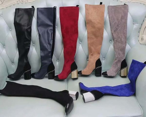 

2019 new fashion women's elastic force boots socks ladies slim leg over-the-knee boots shoes woman snow boots size35-41 with box ch2, Black