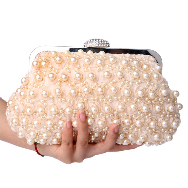 

yingmi factory beaded women evening bags rose pearl women clutch evening bags with chain shoulder small purse handbags for wedding