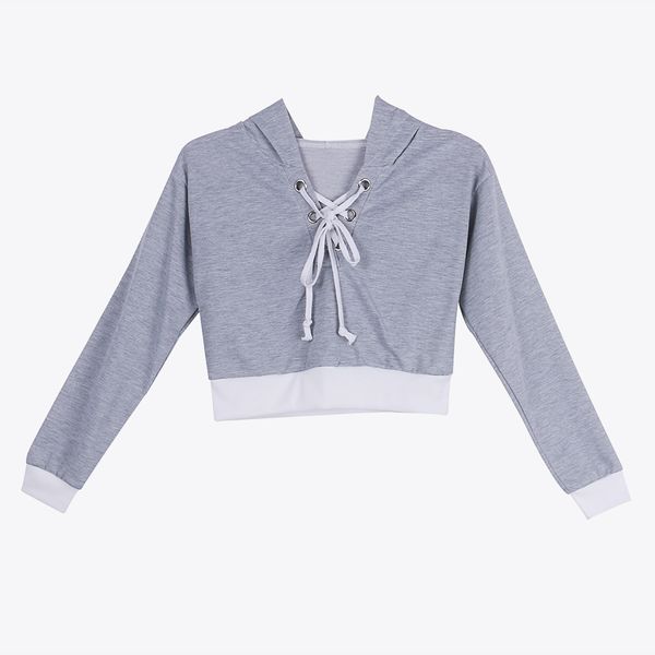 

New Oversized Hoodies Women Lace Up Hoodie Shirt Baggy Jumper Pullover Hooded Sweatshirt Cropped Shirts