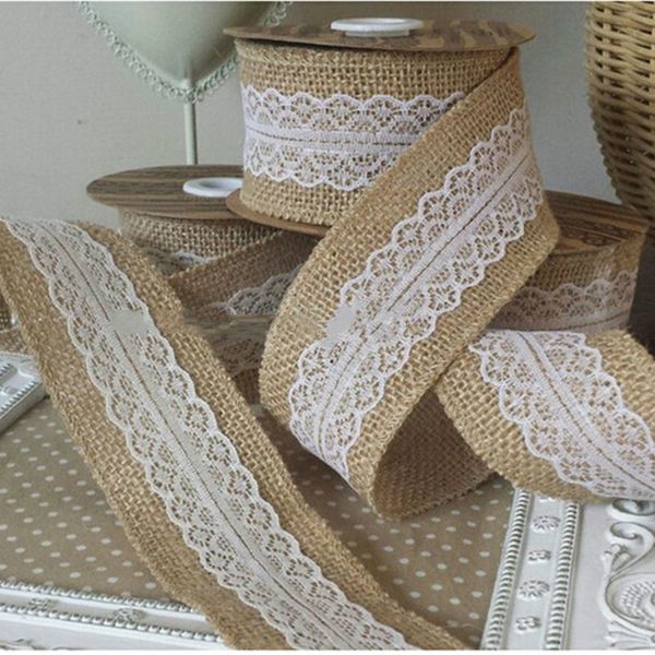 

30m christmas decor natural jute burlap rustic hessian ribbon with lace , 4cm widths wedding party decoration lace trim, Pink;blue