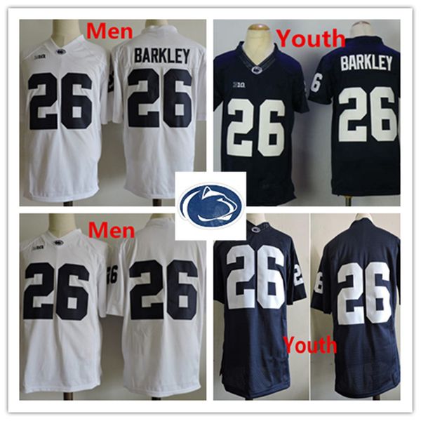 

26 aquon barkley penn tate nittany lion men youth navy blue titched ncaa college jer ey