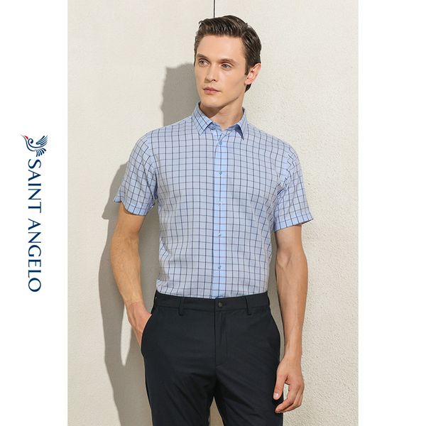 

new style men's business dress no iron short sleeve shirt in summer, White;black