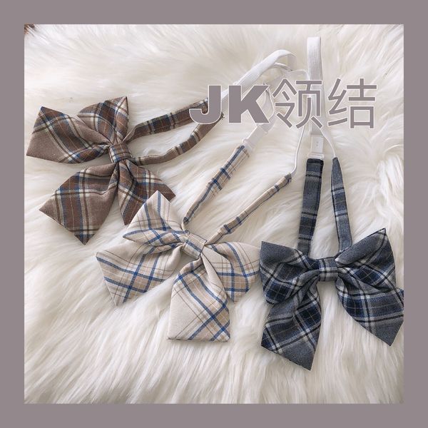 

japanese-style plaid bow tie jk uniforms with a single product, Black;gray
