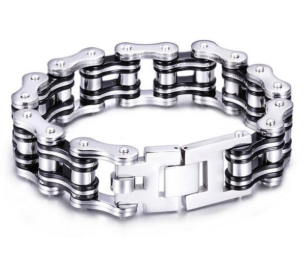 

heavy punk men black silver red bicycle biker motor chain bracelet jewelry 316l stainless steel bike motorcycle bangle for boys