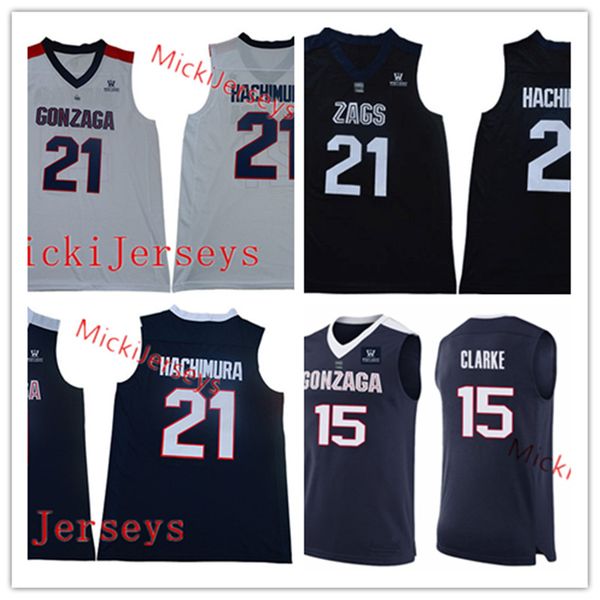 

Mens #21 Rui Hachimura Gonzaga Bulldogs Basketball Jersey Stitched White 15 Brandon Clarke Gonzaga Bulldogs Jersey S-3XL