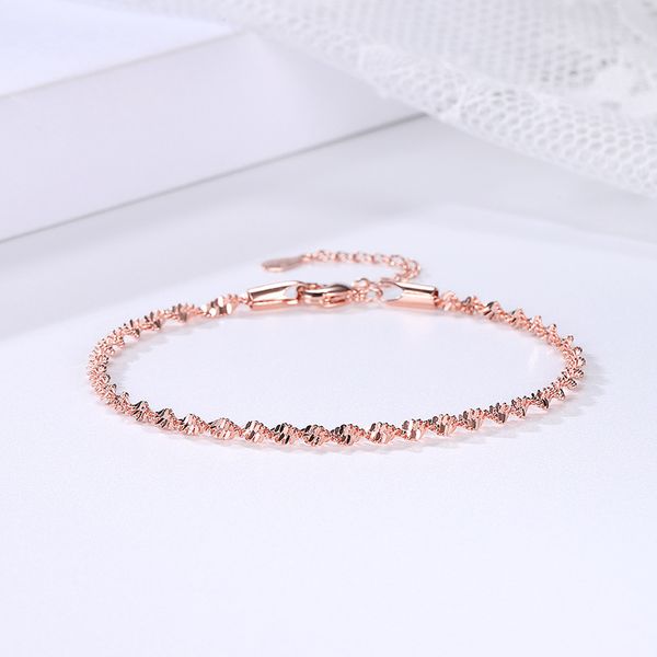 

bracelet for women smooth exquisite trendy spiral wave twisted grain rose gold silver color fashion jewelry gift kbh064, Black