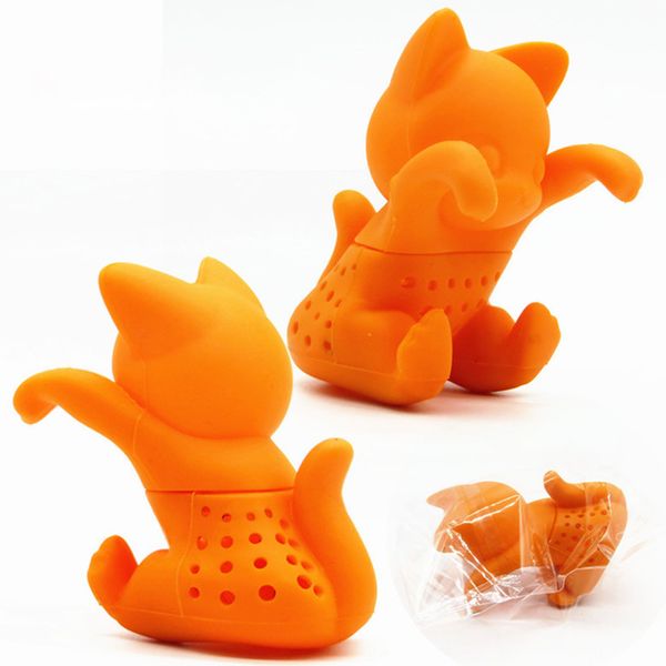 

мультфильм cat заварки чая силиконовые сыпучих животных листьев чая ситечко травяной фильтр диффузор чай чайники набор инструментов чайная л