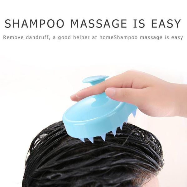

silicone shampoo scalp brush massager shower body washing hair massage comb professionele mini spa hair massager brush, Silver