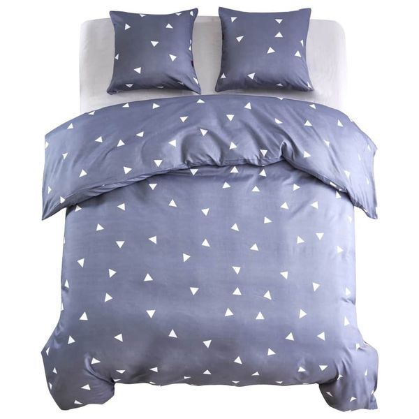 

duvet cover set 3 pcs triangles print 200x200 / 80x80 cm gray other home textile