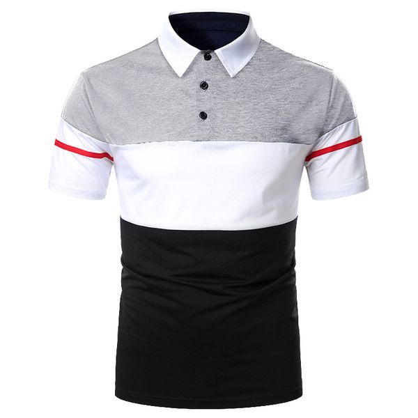 

new men shirt turn-down collar casual tee mens short sleeve cotton brand male breathable contrasting color shirt, White;black