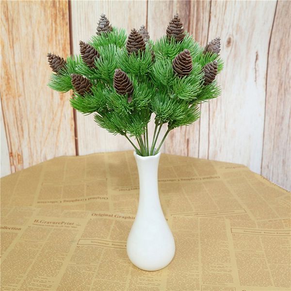 

artificial plant simulation plastic green plant pine cone branch single branch 7 fork pine fruit simulation exquisite leaves