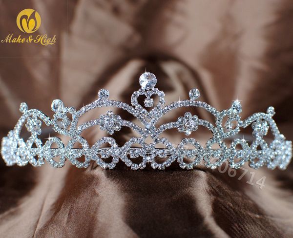 

fashion women tiaras headband handmade rhinestones crystal wedding crowns prom pageant party bridal hairwear accessories silver, Golden;white