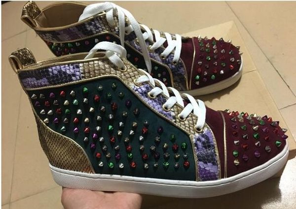 

модельер обувь замши spike bottoms повседневная прогулка outdorr для женщин мужская красный многоцветный партия свадьба плоские заклепки кро, Black