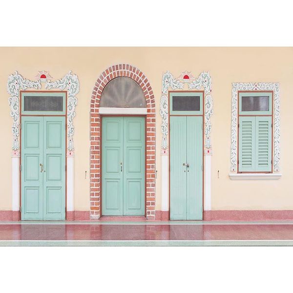 2019 7x5ft Vintage Arch Wood Door Window Sidewald Custom Photo
