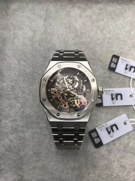 

U1 роскошные мужские часы ROYAL OAK 15407ST 41 мм скелет циферблат 316L ремешок из нержавеющей стали сапфировый автоматический механические классические дизайнерские часы