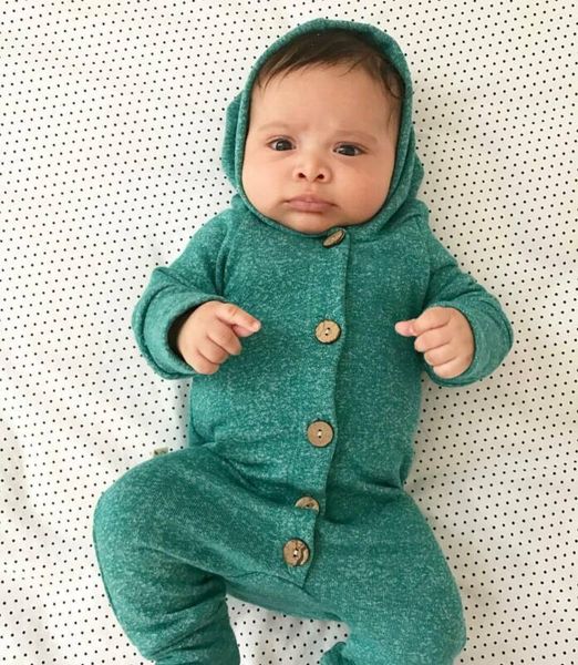 

pudcoco newborn baby boys girls autumn solid+striped rompers baby kids cotton cute clothes romper hooded jumpsuit outfits, Blue