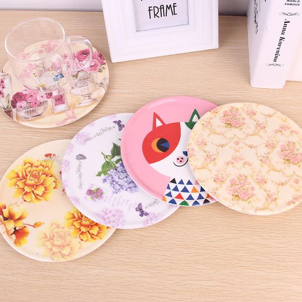 

2pcs melamine insulation pad cartoon pattern bowl coffee cup mat kitchen round table mats home anti-placemat 16.5cm