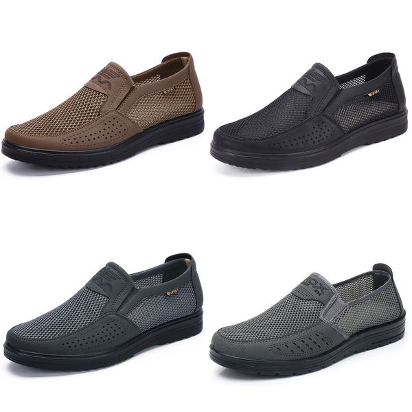 

merkmak 38-48 men's casual shoes men summer style mesh flats for men loafer creepers casual high-end shoes very comfortable sho, Black